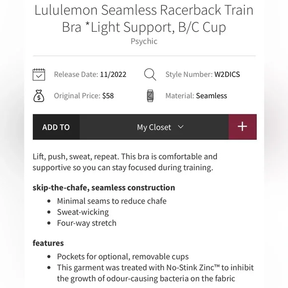 Lululemon Seamless Racerback Train Bra, Psychic, Size 8 - Picture 12 of 12